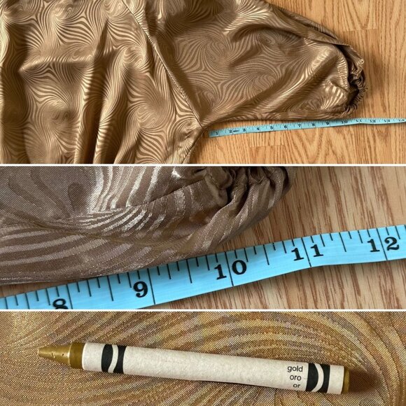 Vintage Diane Freis Original Blouson Blouse Top Size M Gold Swirl Georgette 80s - Picture 8 of 13